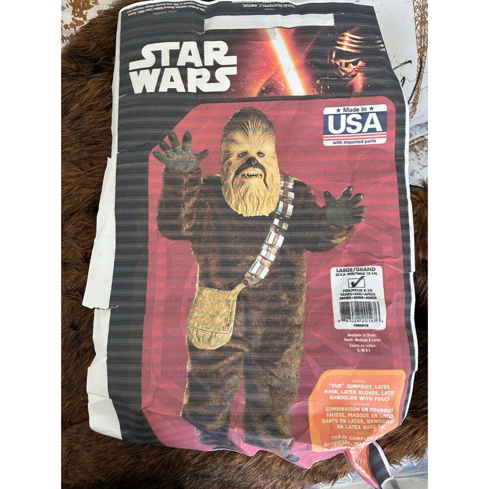 Star Wars Chewbacca Halloween Costume Teens 12/14 Size Large Mask & Jumpsuit